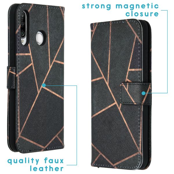 imoshion Design Softcase Bookcase Huawei P30 Lite - Black Graphic