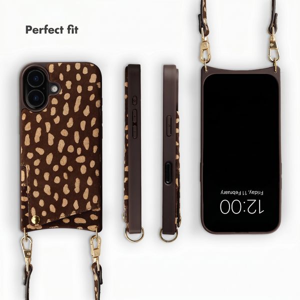 Selencia Nova Real Leather Back Cover with Card Holder Apple iPhone 16 - Fawn Chic