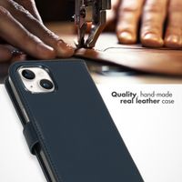 Selencia Genuine Leather Book Case Apple iPhone 15 - Blue