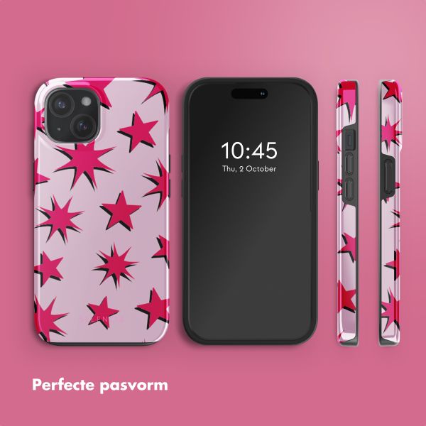 Selencia Vivid Tough Backcover met MagSafe iPhone 15 - Stars Rubine Red Light Pink