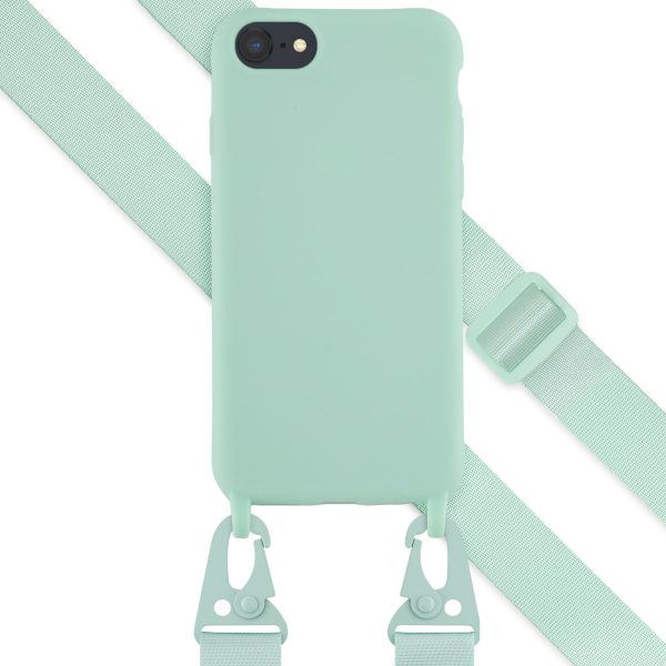 Selencia Siliconen hoesje met afneembaar koord iPhone SE (2022 / 2020) / 8 / 7 - Turquoise