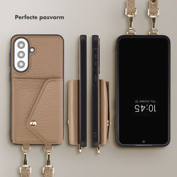 Selencia Sera Telefoonhoes met Koord en Envelop Pashouder Samsung Galaxy A57 (5G) - Taupe