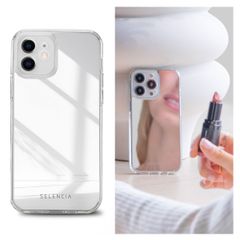 Selencia Mirror Backcover iPhone 12 (Pro) - Hoesje met spiegel - Zilver