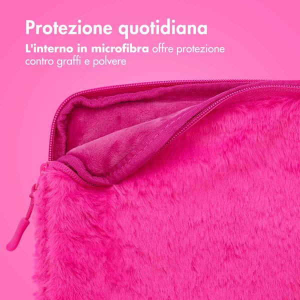 imoshion Fluffy Laptop hoes 13-14 inch - Laptopsleeve - Hot Pink
