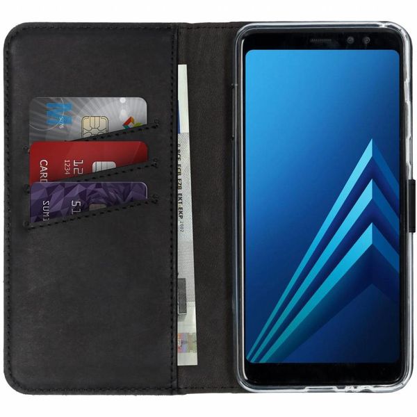 Selencia Echt Lederen Bookcase Samsung Galaxy A8 (2018) - Zwart