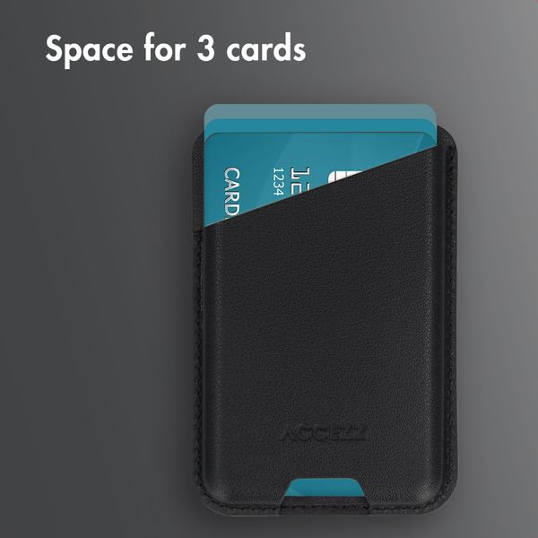 Accezz Magnetic Leather Card Holder - Compatible with Apple Find My - Onyx Black