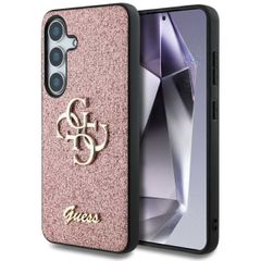 Guess 4G Metal Logo Glitter Backcover Samsung Galaxy S25 - Roze