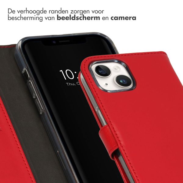 Selencia Echt Lederen Bookcase iPhone 15 Plus - Rood