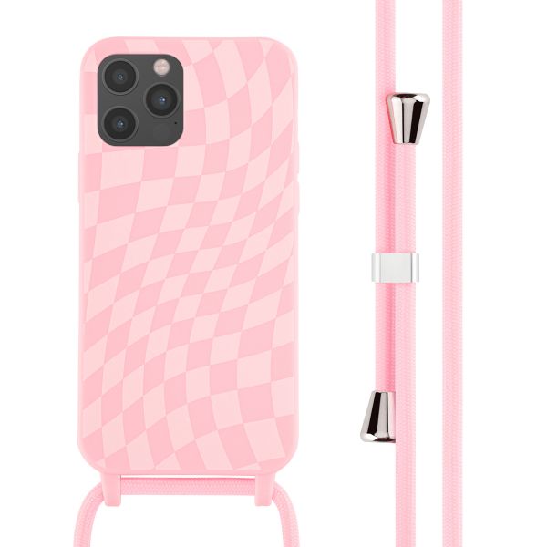 imoshion Siliconen design hoesje met koord iPhone 12 (Pro) - Retro Pink