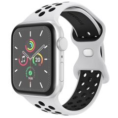 imoshion Sport⁺ bandje Apple Watch Series 1 t/m 9 / SE (38/40/41 mm) | Series 10 / 11 (42 mm) - Maat M/L - Pure Platinum & Black