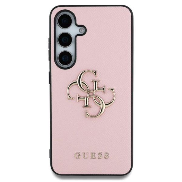 Guess 4G Metal Logo Saffiano Backcover Samsung Galaxy S25 Plus - Roze