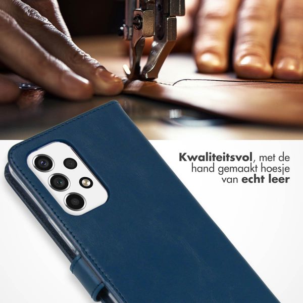Selencia Echt Leren Bookcase Samsung Galaxy A53 - Blauw