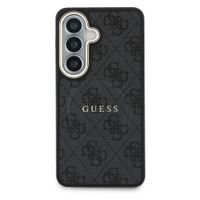 Guess 4G Leather Backcover met MagSafe Samsung Galaxy S26 - Gold Edge - Black