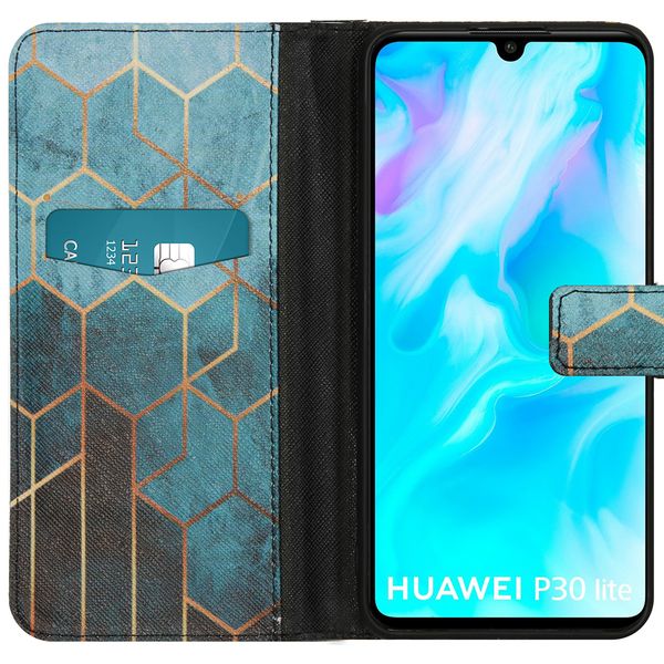 imoshion Design Softcase Bookcase Huawei P30 Lite - Green Honeycomb