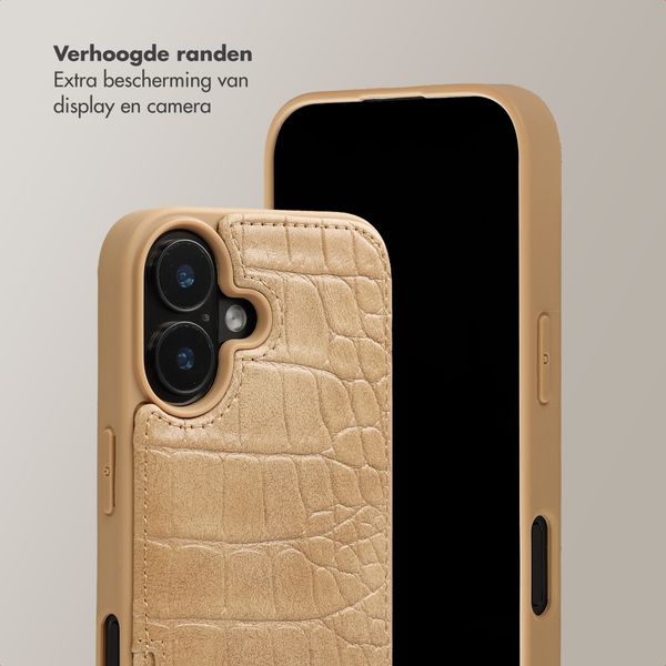 Selencia Nova Croco Telefoonhoes met Koord en Pashouder Apple iPhone 17 - Toasted Almond