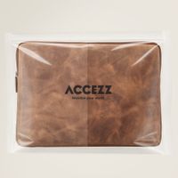 Accezz Leather Laptop hoes met rits 15-16 inch - Laptopsleeve - Cognac