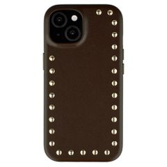 Selencia Studs Backcover met MagSafe Apple iPhone 15 - Cacao Crush
