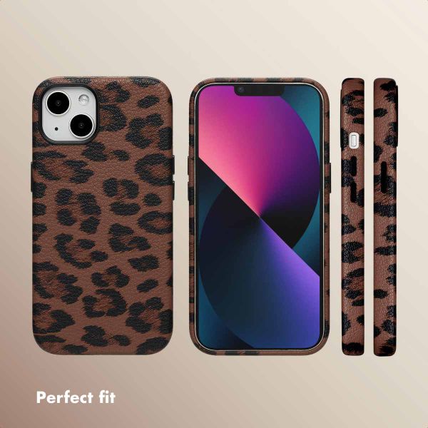 Selencia Sabi Back Cover Panther Print with MagSafe Apple iPhone 13 - Mocha Brown