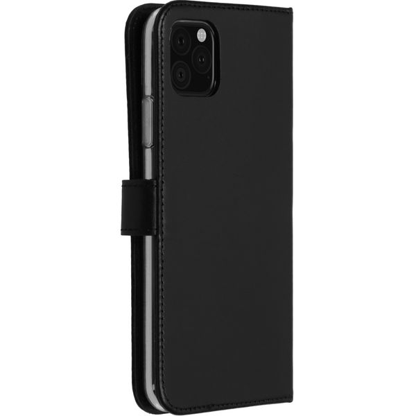 Selencia Echt Lederen Bookcase iPhone 11 Pro Max - Zwart