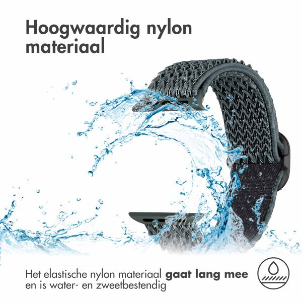 imoshion Elastisch nylon bandje Apple Watch Series 1-10 / SE / Ultra (2) - 42/44/45/46/49 mm - Donkergrijs