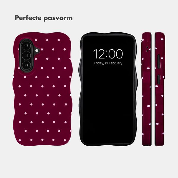 Selencia Vivid Wavy Backcover met MagSafe Samsung Galaxy A37 (5G) - Happy Dots Burgundy