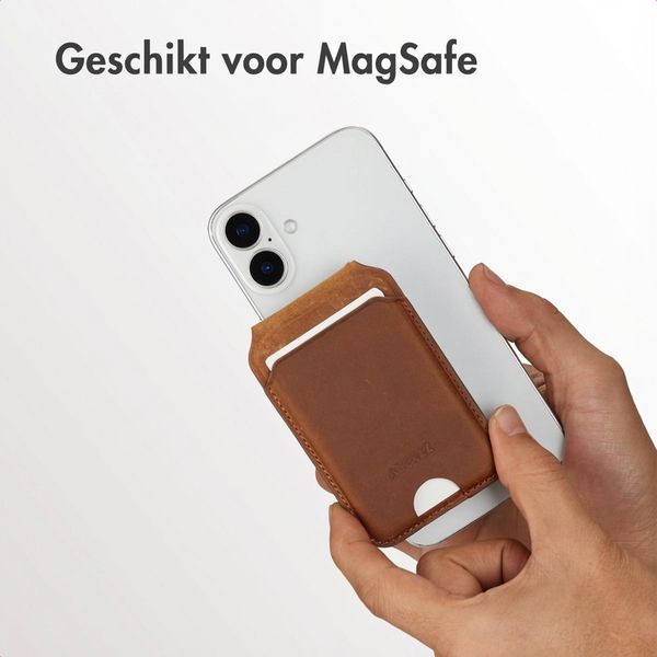 Accezz Vintage Leather MagSafe Kaarthouder met Standaard - Tobacco Cognac