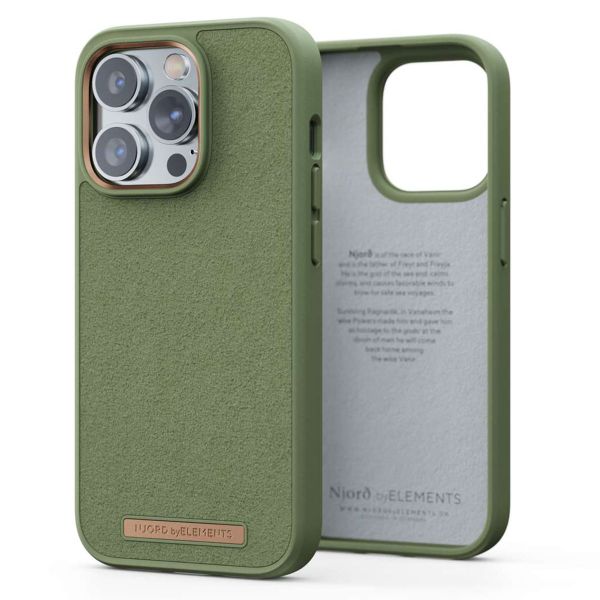 Njorð Collections Suède Comfort+ Case iPhone 14 Pro - Olive