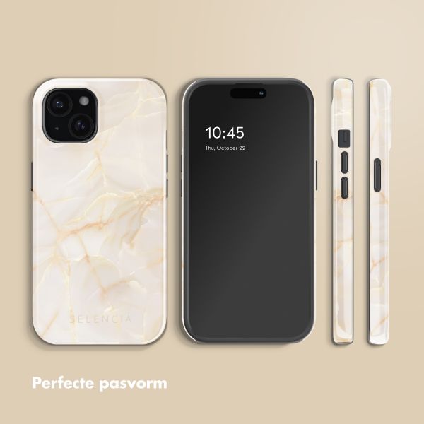 Selencia Vivid Backcover met MagSafe Apple iPhone 15 - Golden Beige Marble