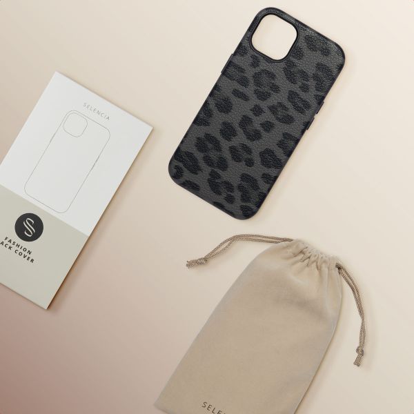 Selencia Sabi Back Cover Panther Print with MagSafe Apple iPhone 13 - Midnight Black