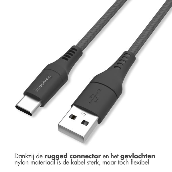 imoshion Mini autolader - 2 poorten - USB-A Quick Charge - USB-C Power Delivery - 60 Watt + Braided USB-A naar USB-C kabel - 0,5 meter - Zwart