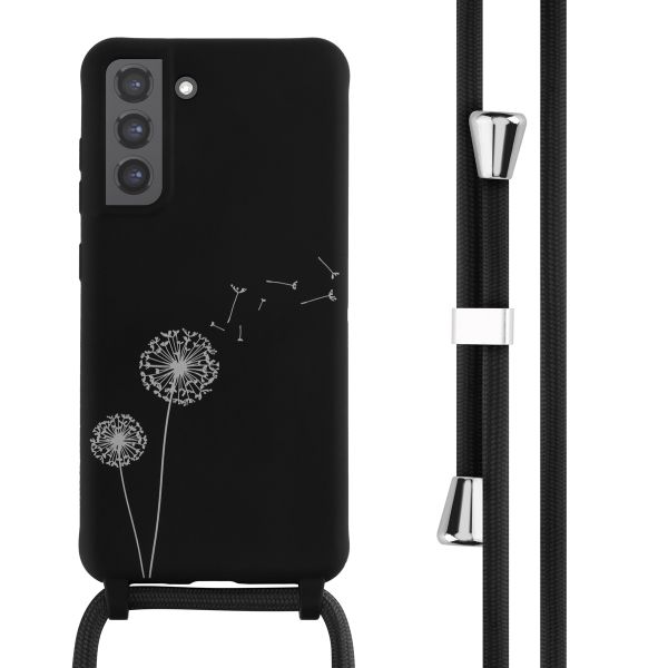 imoshion Siliconen design hoesje met koord Samsung Galaxy S21 FE - Dandelion Black