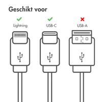 imoshion Lightning naar USB-C kabel - Non-MFi - Gevlochten textiel - 2 meter - Lila