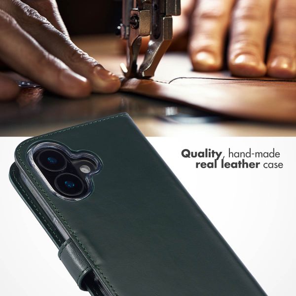 Selencia Genuine Leather Book Case Apple iPhone 16 - Green