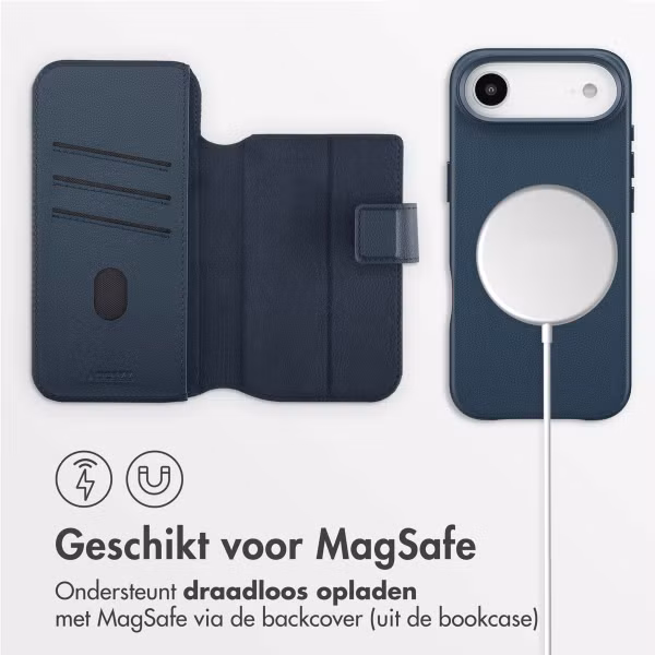 Accezz Leather Bookcase 2-in-1 met MagSafe Apple iPhone Air - Nightfall Blue