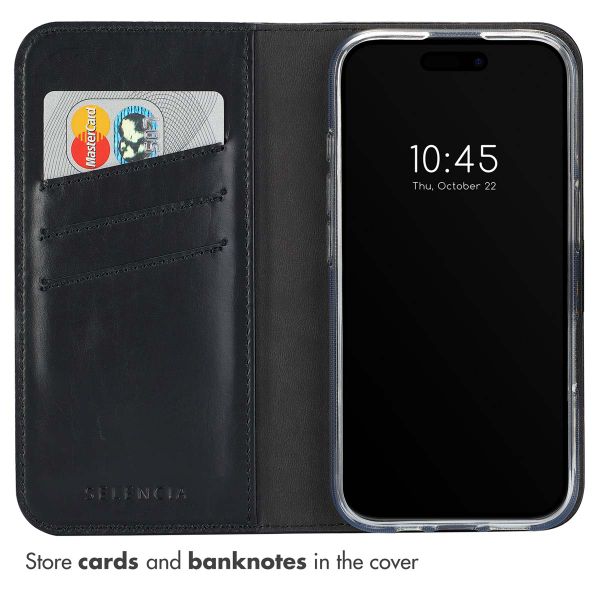 Selencia Genuine Leather Book Case Apple iPhone 16 Plus - Black