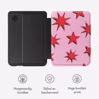 Selencia Vivid Bookcase Kobo Clara Colour / Clara BW - Stars Rubine Red Light Pink