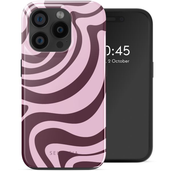 Selencia Vivid Tough Backcover met MagSafe iPhone 15 Pro - Wavy Swirl Pink Plum