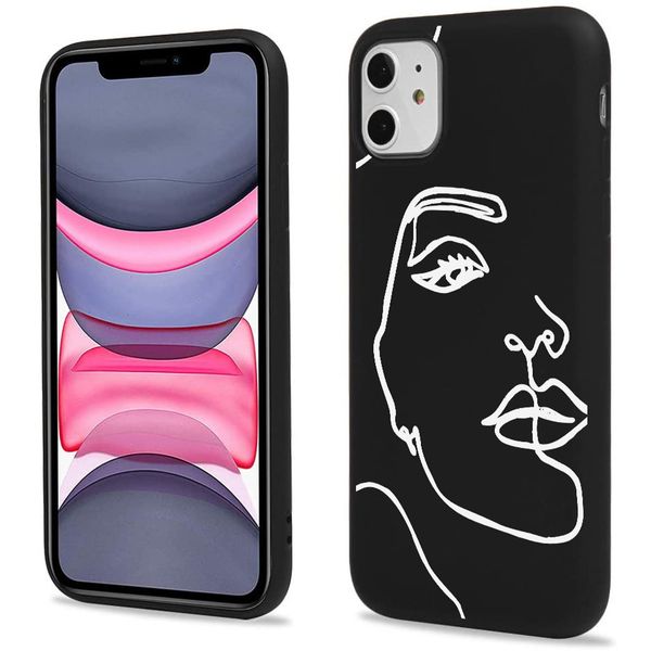 imoshion Design hoesje iPhone 11 - Abstract Gezicht - Wit / Zwart