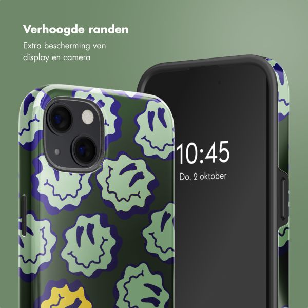 Selencia Vivid Backcover met MagSafe Apple iPhone 13 - Wavy Smiley Green