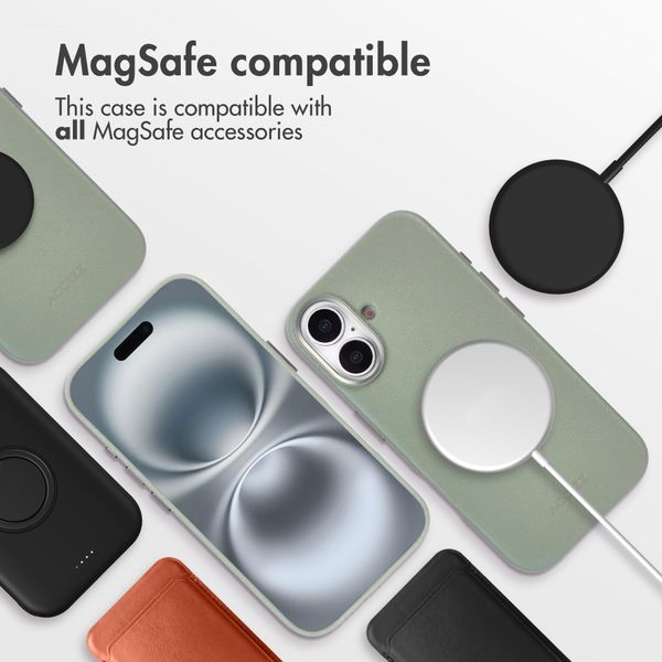 Accezz Leather Back Cover with MagSafe Apple iPhone 16 - Light Grey
