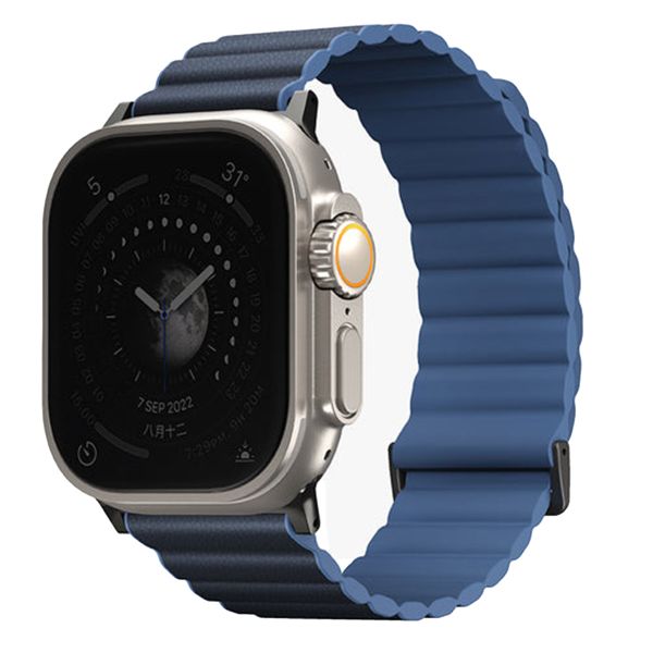 Uniq Revix Premium Edition dubbelzijdig bandje Apple Watch Series 1 t/m 10 / SE / Ultra (2) (44/45/46/49 mm) - Prussian/Mist Blue