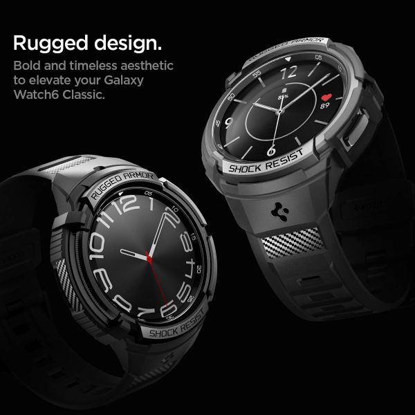 Spigen Rugged Armor Pro Case voor de Samsung Galaxy Watch 6 Classic 43 mm Black Smartphonehoesjes