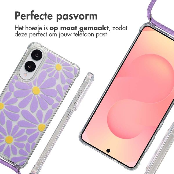 imoshion Design hoesje met koord Samsung Galaxy S25 Edge - Tropical Violet Flowers Connect