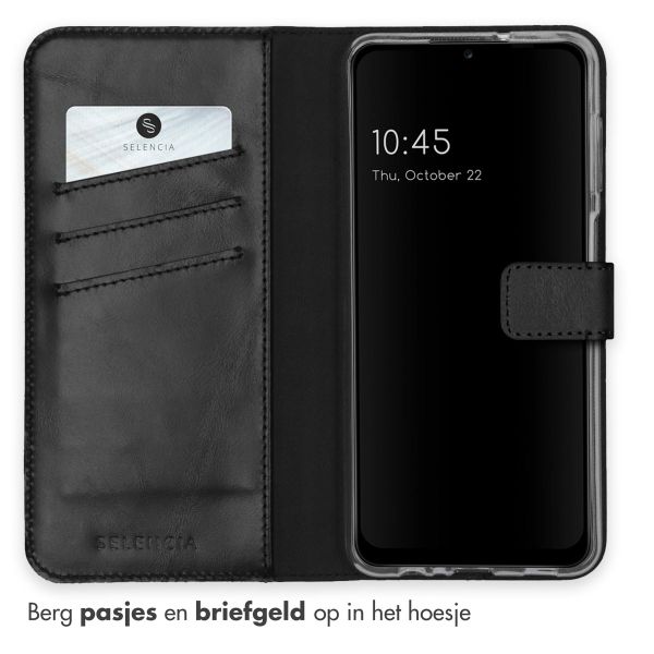 Selencia Echt Leren Bookcase Samsung Galaxy A12 - Zwart