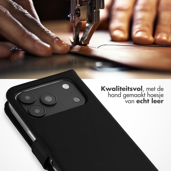 Selencia Echt Leren Bookcase Apple iPhone 18 Pro Max / 17 Pro Max - Zwart