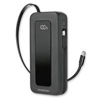 imoshion Powerbank met uittrekbare kabel 10.000 mAh - Power Delivery - USB-C + Lightning - Zwart