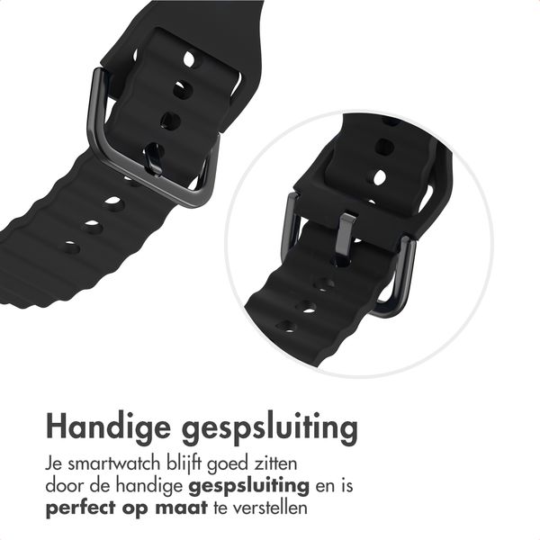 imoshion Wave Siliconenband Samsung Galaxy Watch 4 / 5 / 6 / 7 / FE (20 mm) - Zwart