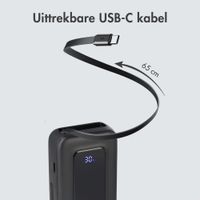 imoshion Powerbank met uittrekbare kabel 10.000 mAh - Power Delivery - USB-C + Lightning - Zwart