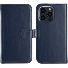 Selencia Echt Lederen Bookcase iPhone 16 Pro Max - Blauw