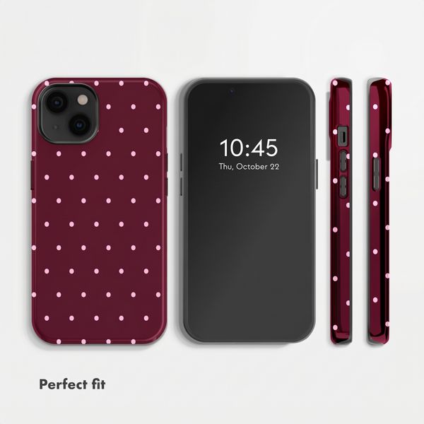 Selencia Vivid Back Cover Apple iPhone 14 - Happy Dots Burgundy